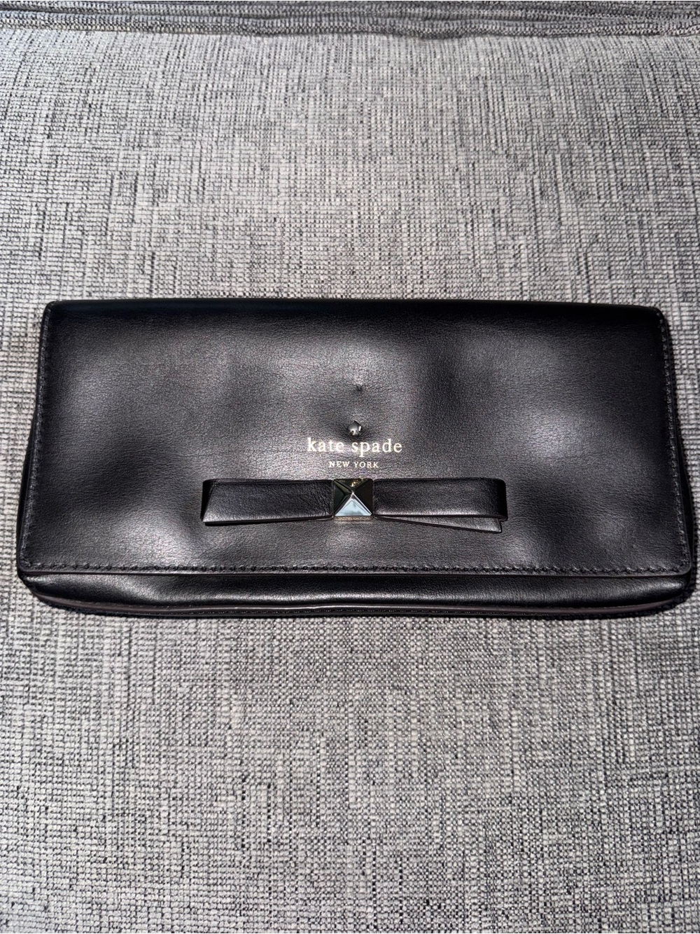 Kate Spade Black Leather Bow Clutch